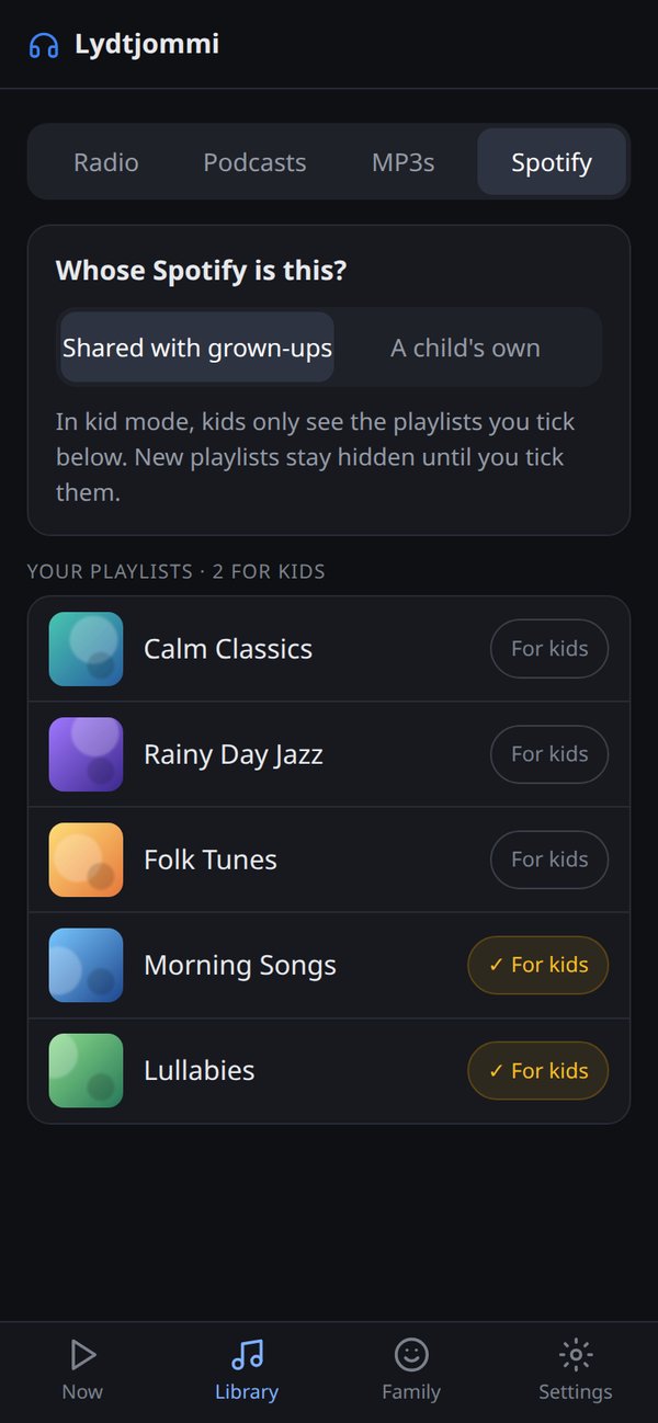 Tick single Spotify playlists "For kids" on a shared account.